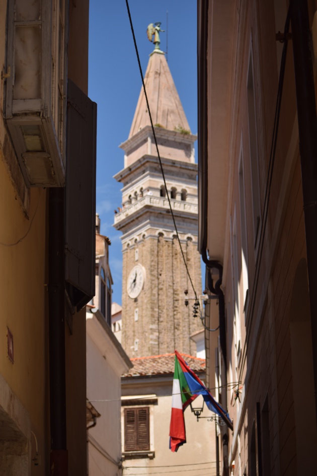 Le clocher de Piran. Crédit Lucie Benk. Le clocher de Piran. Crédit Lucie Benk.