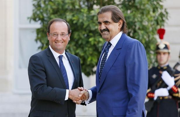 Rencontre entre Al Thani et Hollande; Crédits : Kenzo Tribouillard/AFP