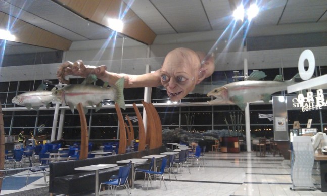 Un Gollum géant dans l'aéroport de Wellington
