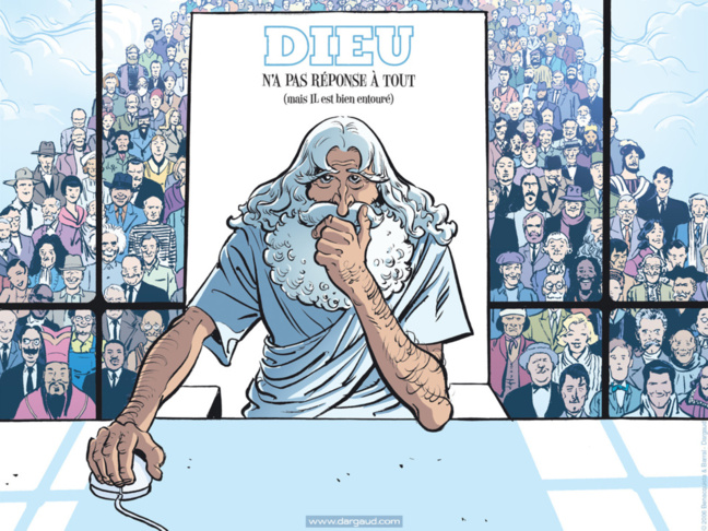 Couverture du tome 1 de la bande-dessinée de Nicolas Barral,  "Dieu n'a pas réponse à tout" (2007)