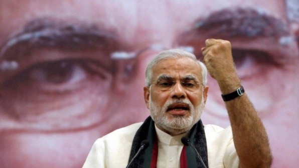 Narendra Modi, ministre en chef de l'Etat du Gujarat et candidat au poste de Premier ministre. Crédits : Press Trust of India. Narendra Modi, ministre en chef de l'Etat du Gujarat et candidat au poste de Premier ministre. Crédits : Press Trust of India.