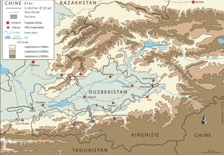 Carte n°1 - La Vallée du Fergana (source : Julien FELIX pour David GAÜZERE)