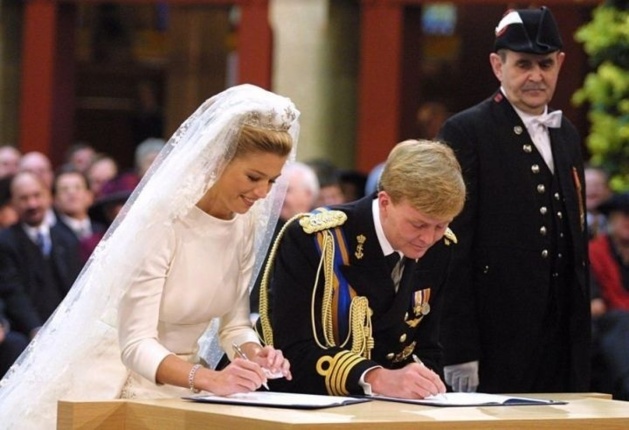 Maxima & Willem-Alexander during their wedding ceremony Crédits : FRED ERNST / ANP / AFP