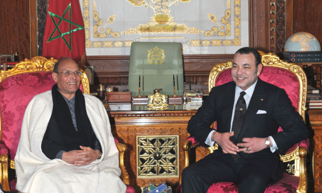 Moncef Marzouki et le roi Mohammed VI | Crédits photo -- Azzouz Boukallouch/AFP