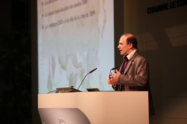 Julien Vercueil lors d'une conférence sur « L'Eurasie vue de Russie : les enjeux de l'intégration économique régionale » au Festival géopolitique de Grenoble le 3 avril 2014. Crédit : Festival géopolitique de Grenoble