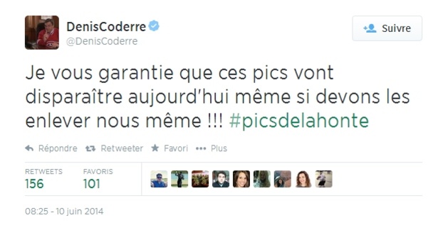 Tweet de Denis Coderre Tweet de Denis Coderre