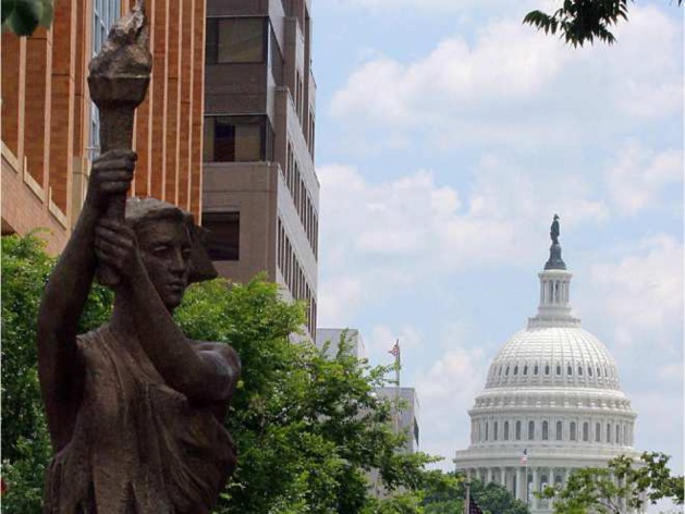 Le Monument aux victimes du communisme à Washington. Crédit Karen Bleier / AFP
