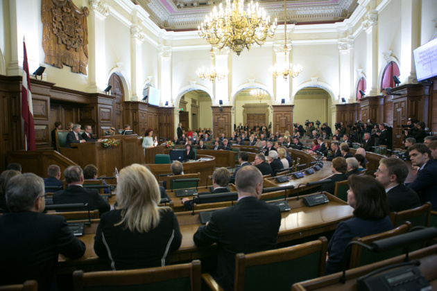 Photo de l’intérieur de la Saiema – le parlement letton. Crédit DR