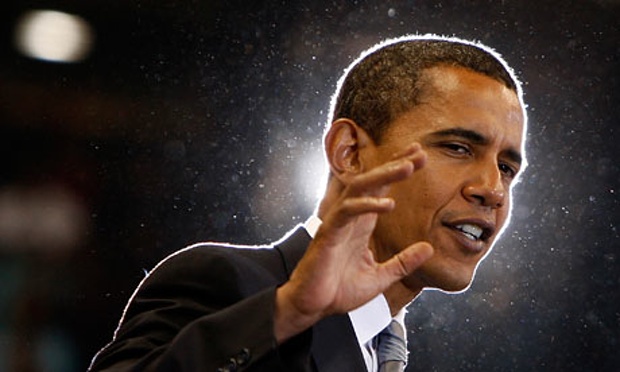 Barack Obama at a campaign meeting in North Carolina in 2008 - Credit Jim Young