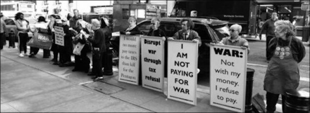 « Je ne paye pas pour la guerre » « Guerre : pas avec mon argent, je refuse de payer » Action pour l’édition 2015 des GDAMS, New-York, Etats-Unis. Crédits : IPB « Je ne paye pas pour la guerre » « Guerre : pas avec mon argent, je refuse de payer » Action pour l’édition 2015 des GDAMS, New-York, Etats-Unis. Crédits : IPB