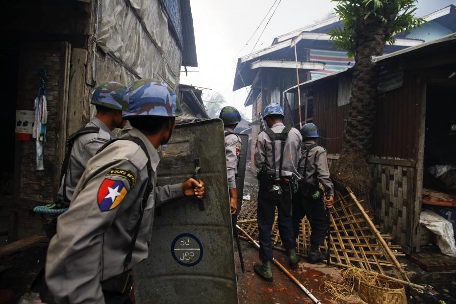 Incursion de la junte dans un bidonville Rohingyas. Crédit DR