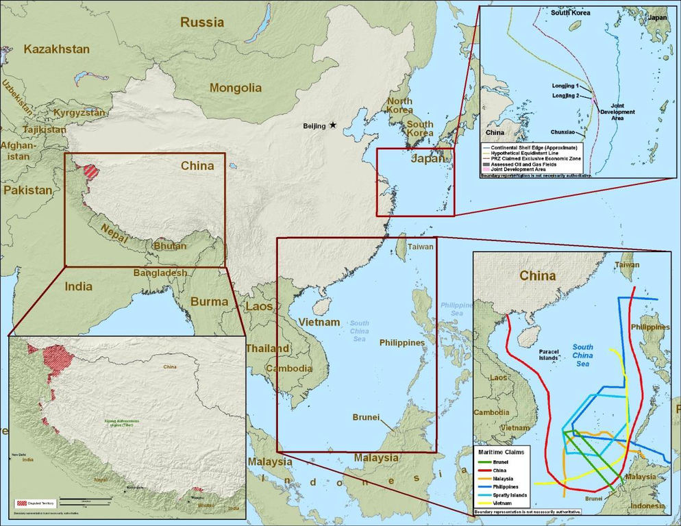 Territoires disputés par la Chine. Crédit DR