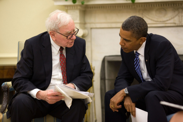 A meeting between Barack Obama and the businessman Warren Buffett - Credit Wikipedia Commons