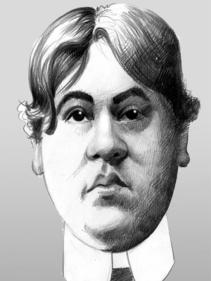 Le dramaturge Ferenc Molnár. Crédit : Ludas Matyi újság Le dramaturge Ferenc Molnár. Crédit : Ludas Matyi újság